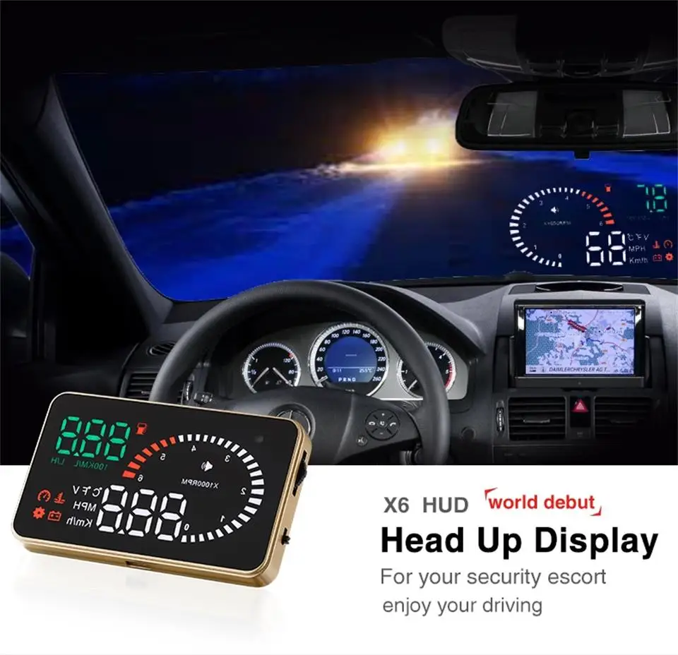 Авто Hud 3,5 дюймов X6 головой вверх Дисплей автомобиля gps цифровой спидометр превышение скорости Предупреждение