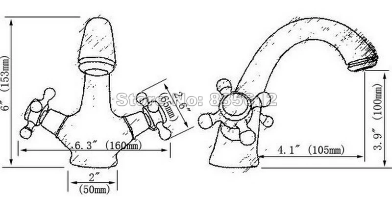 Античная красная медь с двумя ручками Смеситель для ванной комнаты/сосуд