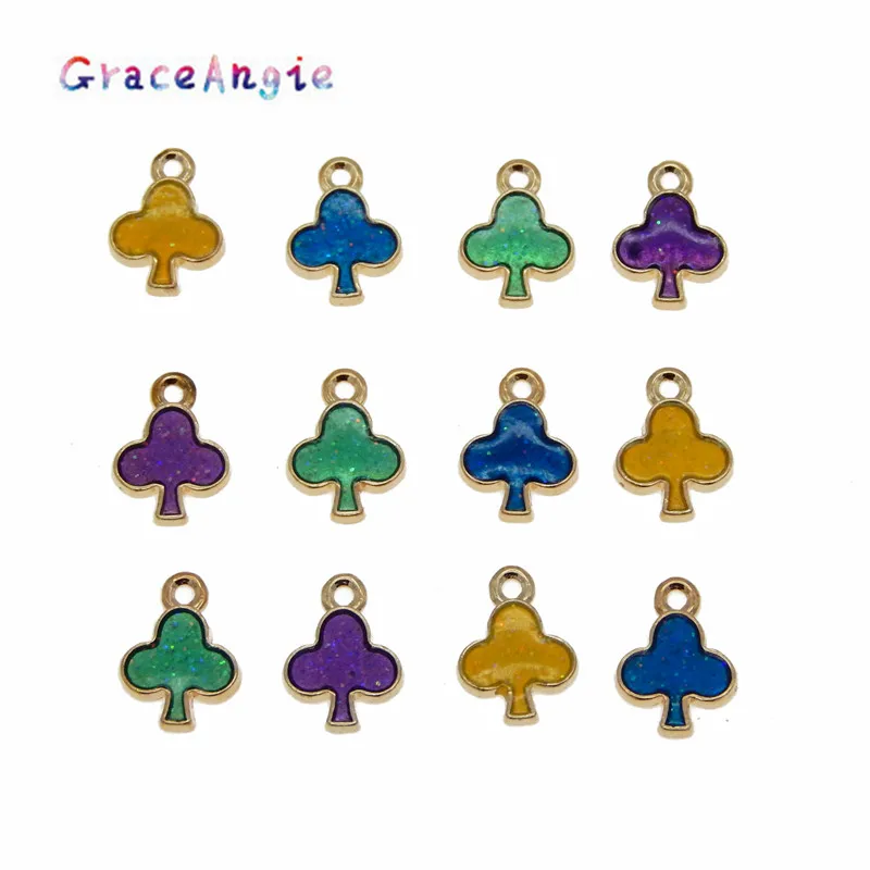 GraceAngie 16 шт смешанные цвета эмалевые подвески-кулоны милая форма дерева ожерелье