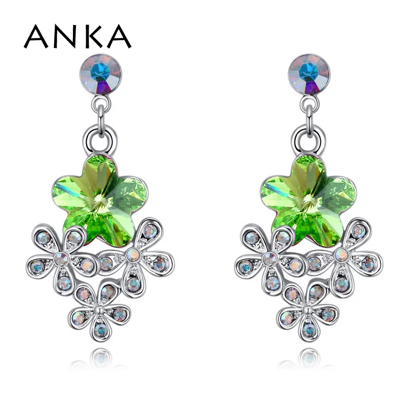 Анка класса люкс в форме цветка с украшением виде кристаллов серьги капли для