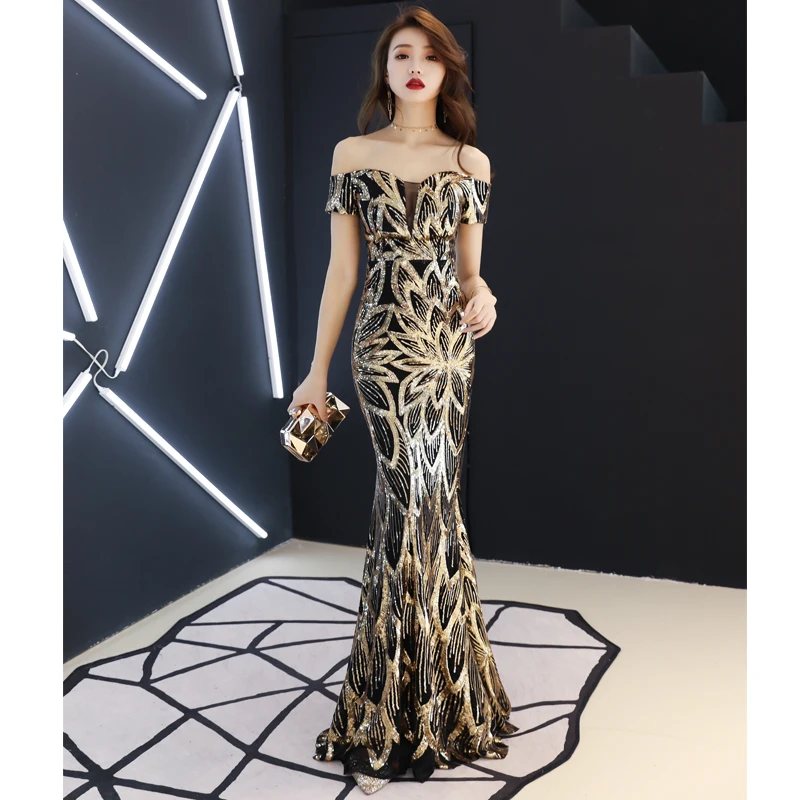 Яркое облегающее вечернее длинное платье с блестками Женский костюм певицы
