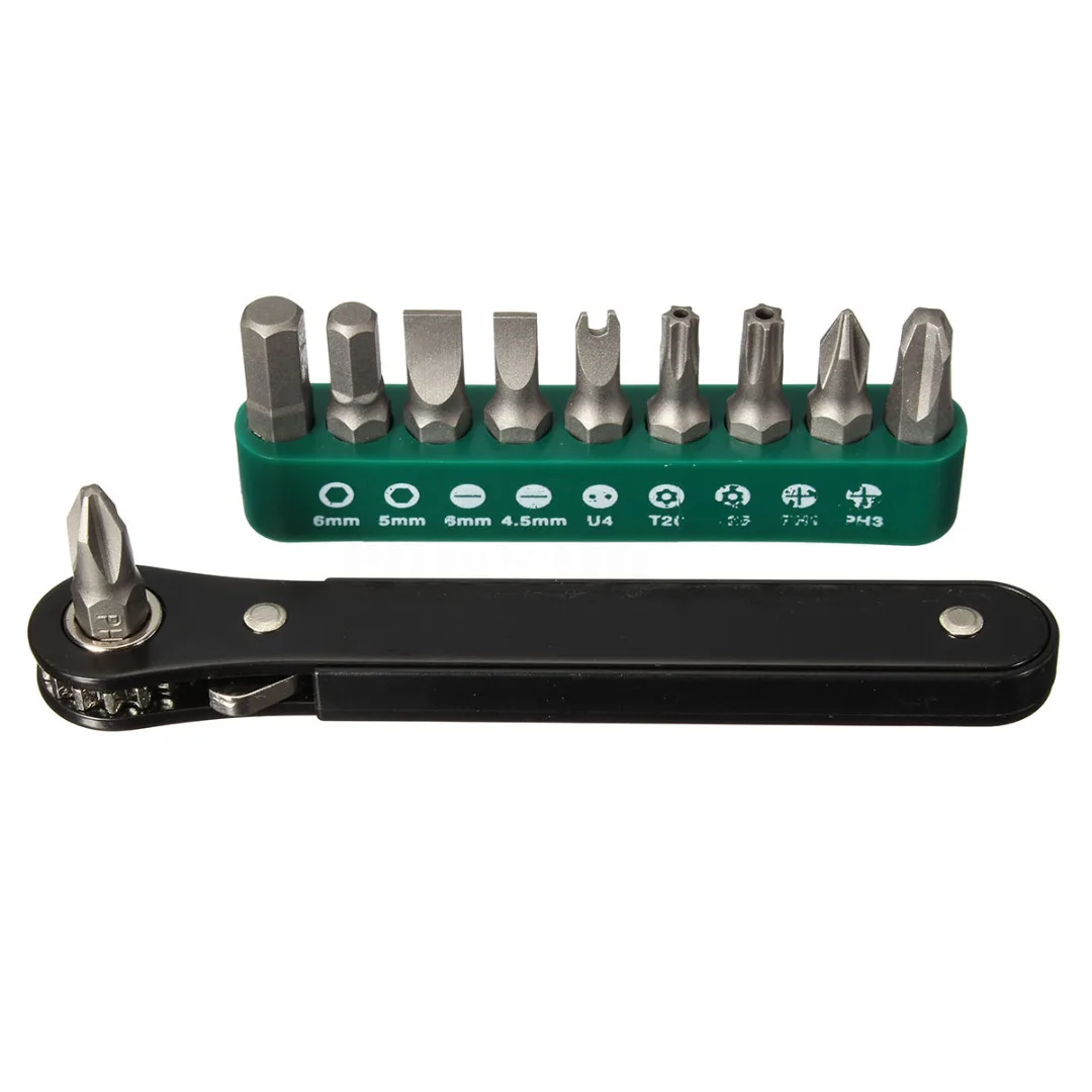Multifunction 10 in 1 Ratchet Screwdriver Set Portable Mini Right Angle Ratchet Screwdriver Ratchet Driver Tool Set
