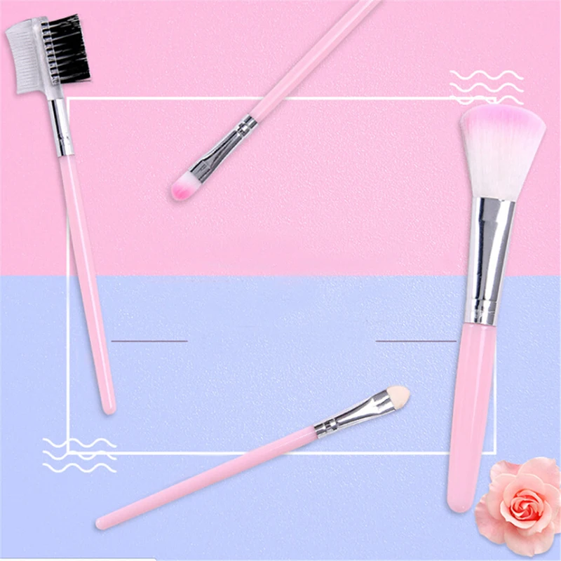 5PCS Cosmetic Eye Shadow Foundation Eyebrow Eyeliner Eyelash Lip Brush Makeup Brushes Tool Make Up Set Pink | Красота и здоровье