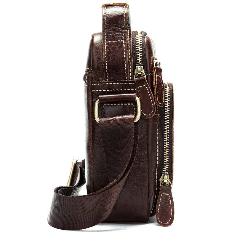 Мужские сумки через плечо WESTAL из натуральной кожи маленькая сумка на молнии