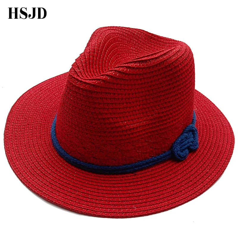 Женская летняя соломенная шляпа Sombreros классическая красная соломенный джазовая