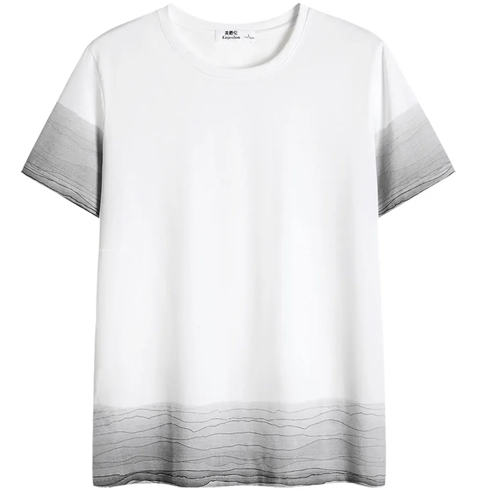 Enjeolon 2019 T shirt Summer Men Short Sleeved O-neck Gradien Casual Fashion Male Top Tee Shirt T3711 | Мужская одежда