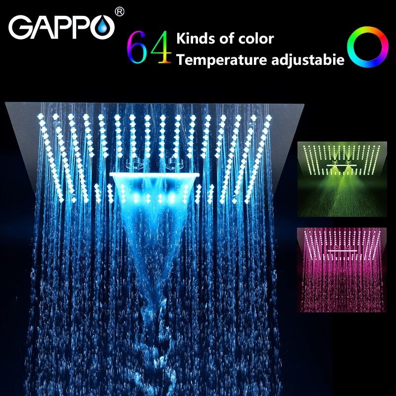 

GAPPO bathroom shower head Water Powered Led rainfall 400*400mm square head shower set faucet bath mixer waterfall bathroom