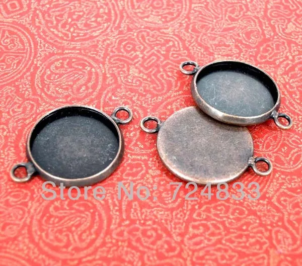 Пустая круглая рамка с 2 петельками коннекторы кулоны браслет кабошоны установки