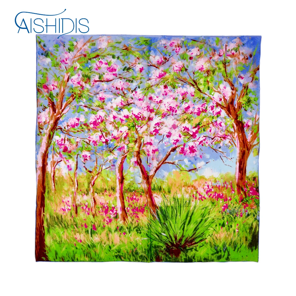 Квадратный шелковый шарф Aishidis женский шали и палантины для рисования маслом