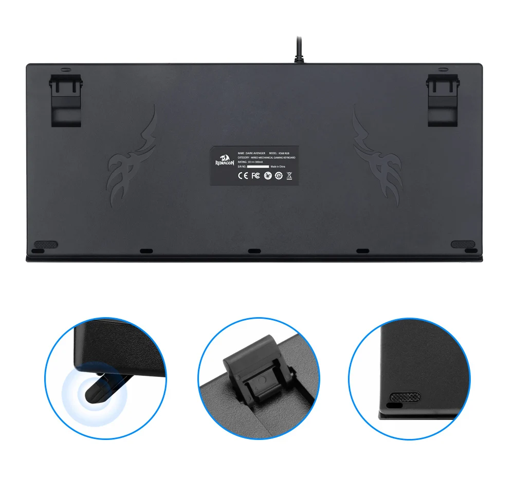 Механическая игровая клавиатура Redragon K568 RGB светодиодный с подсветкой без нажатия