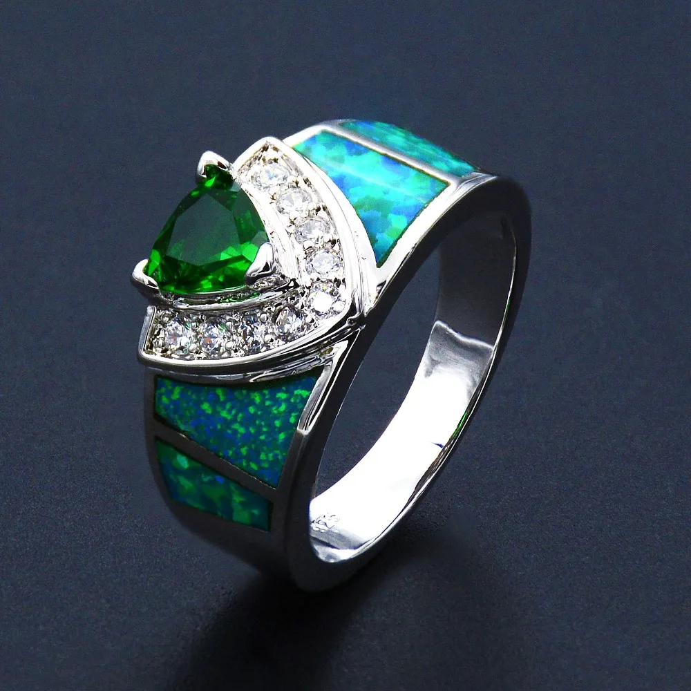 Оушен Синий огненный опал кольцо с синим фианитом|blue fire opal rings|fire ringopal ring |