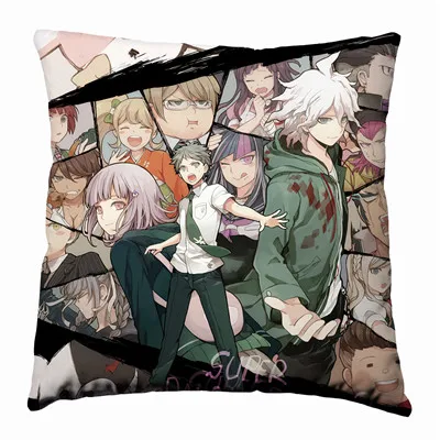 Синий Аниме Манга DanganRonpa 40 х 40 см Подушка Чехол Декоративные индивидуальные сиденья постельные принадлежности Подушка Чехол - Цвет: Синий