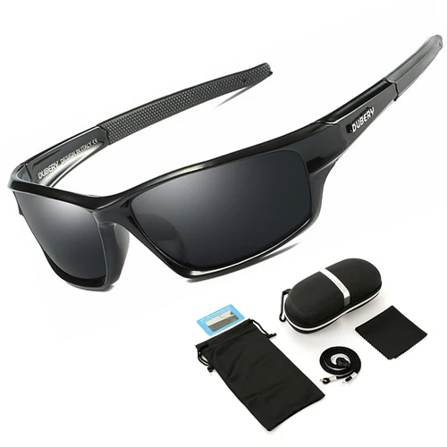 Black with case UV400 Мужские поляризованные солнцезащитные очки для рыбалки рыбацкие походные лыжные очки велосипедные очки спортивные рыболовные очки - Цвет: Black with case