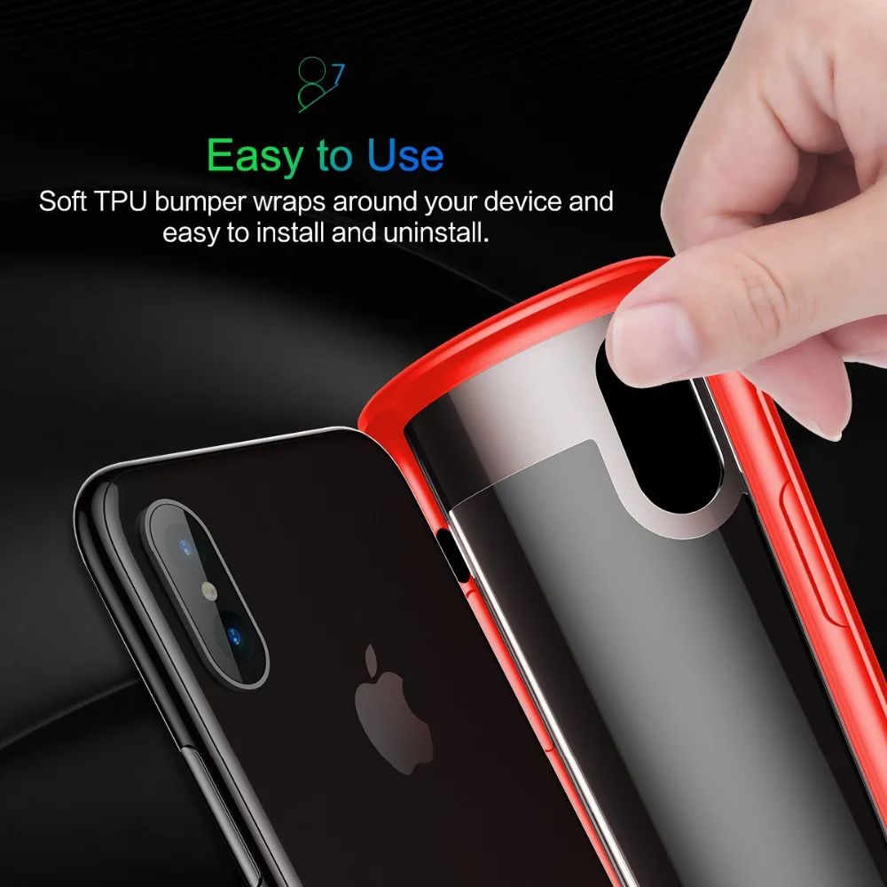 Для iPhone X Гибридный чехол, Рок Красочные блестящий красный чехол для iPhone X, crystal Clear чехол для iphonex