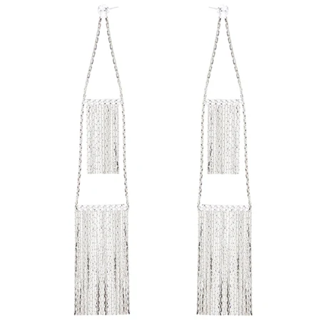 SHEEGIOR Boho длинные сережки для женщин Bijoux Femme милые золотые серебряные черные кисточки большая капля воды серьги-кольца, модные ювелирные украшения - Окраска металла: Silver E0228A