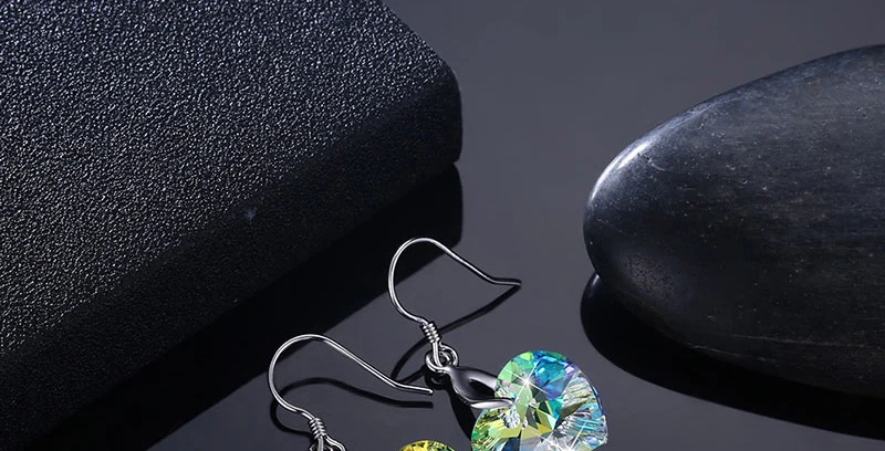 925 пробы Серебряные серьги сердце кристалл от Swarovski для Для женщин милый романтический серьги-подвески с крючком блестящие свадебные Юбилей