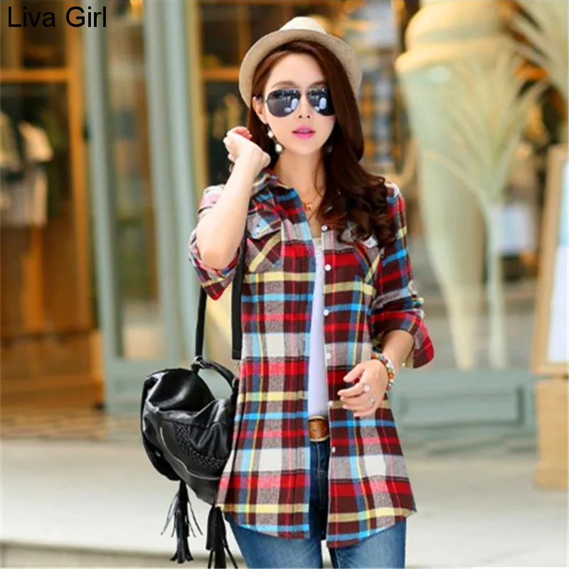 2017 Для женщин Хлопок Зимняя мода Повседневное теплая шерсть Рубашки для