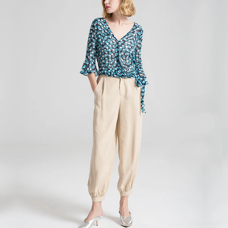 Женские шаровары из шелка и льна свободные тутового шелкопряда размер M L |