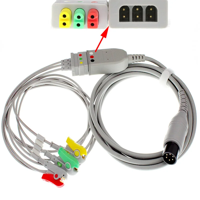 3 свинцовый ECG eкг кабель для багажника и Siemens leadwire BCI CSI GE Nellcor Nihon Kohden Philips Mindray ECG/EKG