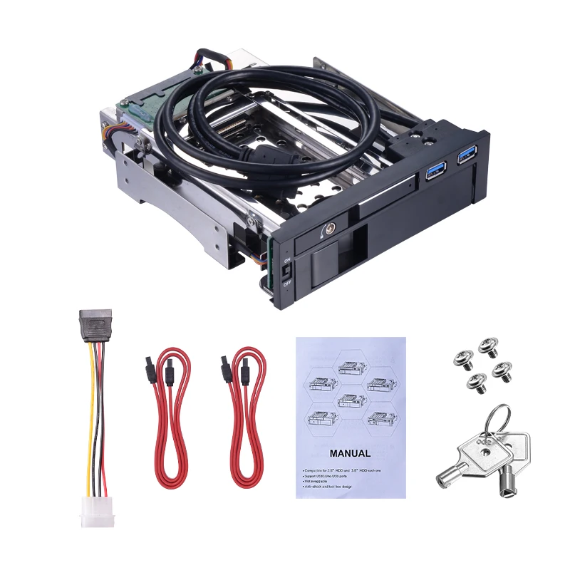 Место оптического привода 2,5 дюйма SATA HDD/SSD и 3,5 дюйма SATA HDD мобильный стеллаж с Светодиодный индикатор и поддержка горячей замены