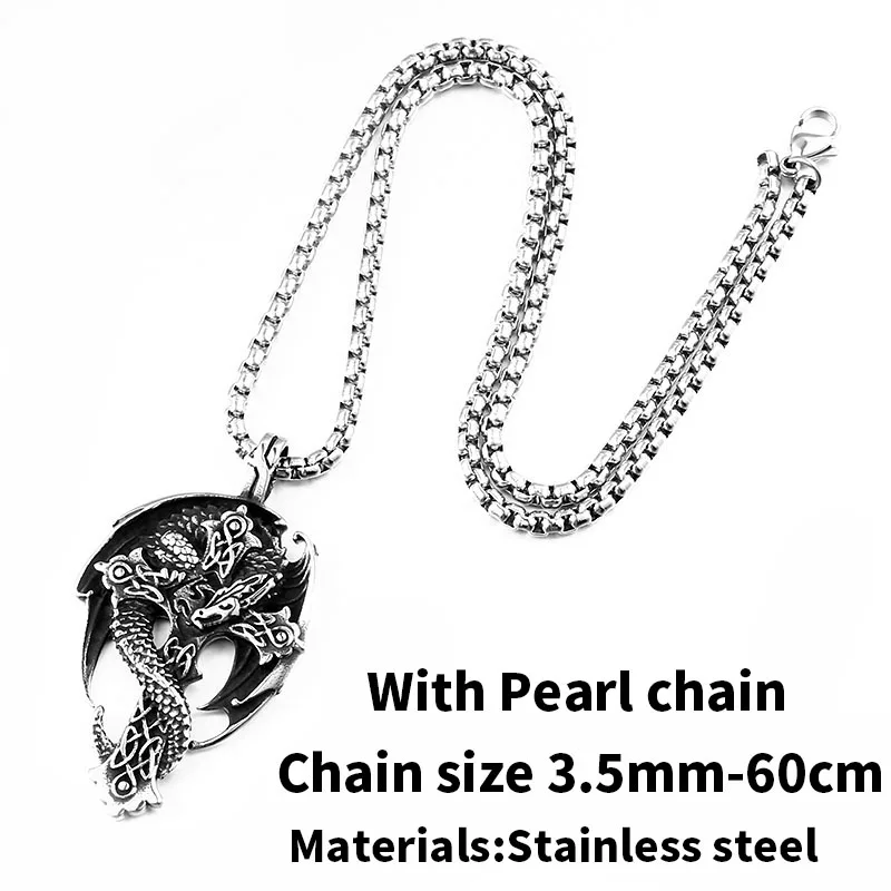 steel colour Байер 316L нержавеющая сталь в стиле норвежских викингов подвеска, Амулет Дракон в крест ожерелье guardian оригинальные ювелирные изделия животных LP339 - Окраска металла: steel colour