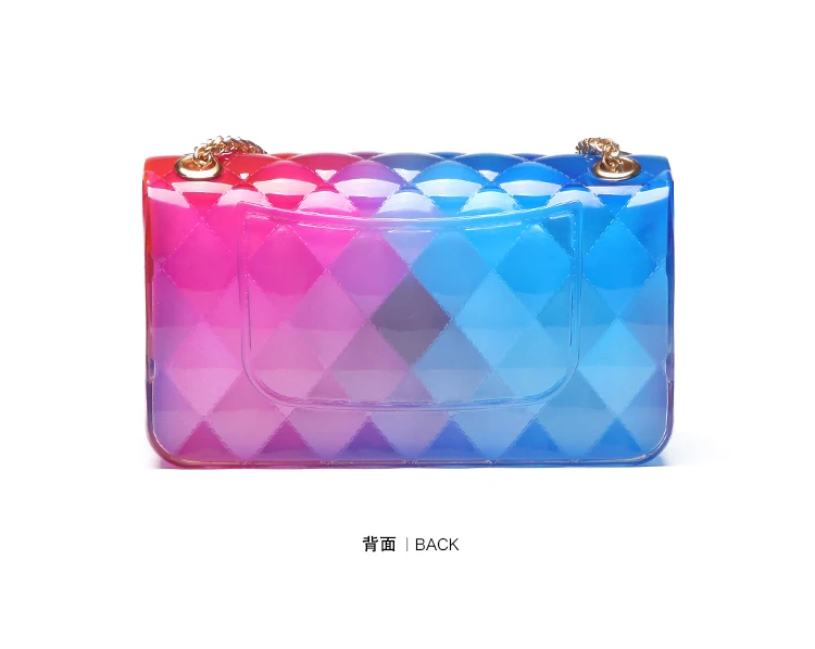 Clear Colorful Transparent jelly Bag Gradient Candy Color Crossbody Bags Designed Ladies Shoulder Chain Messenger Bag