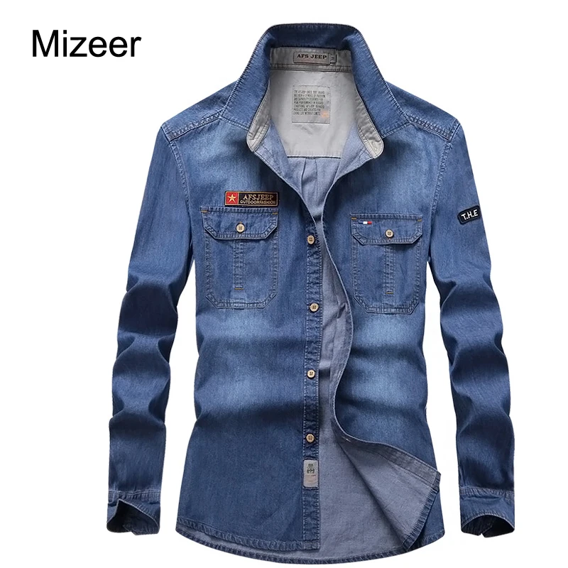 Mizeer 2017 Новинка весны повседневные джинсовые рубашки мужчины тонкие с длинным