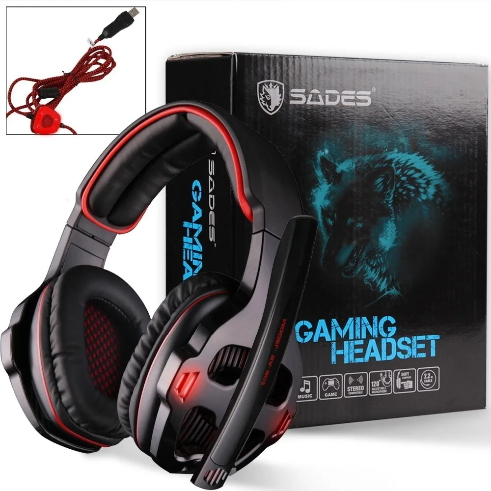 SADES SA 903 высокопроизводительный 7 1 Наушники с USB для ПК глубокий бас Игровые