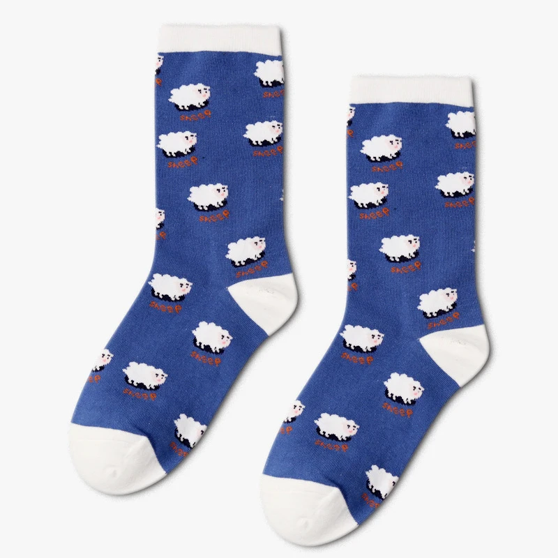 Cows,Goose,Chicken,Sheep Socks Women Unisex Hipster Socks Cotton Short Cozy Farm Animals Cute Socks Female Men Zoo Pop Soks
