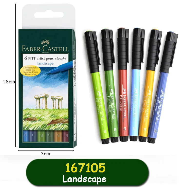 landscape Faber Castell индийские чернила Питт художника маркер ручка B 6 'Basic/terra/landscape/grey', многоцветные мягкие кисти ручки для детей и художников - Цвет: landscape