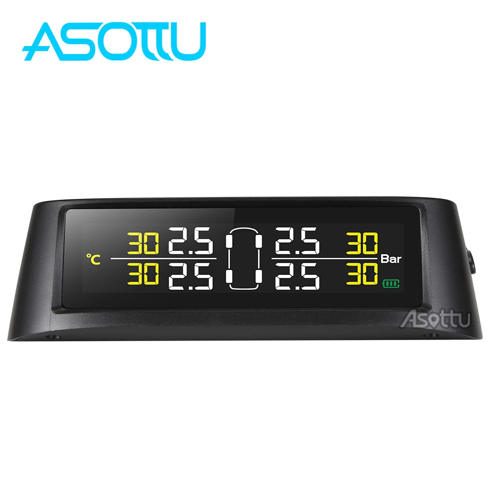 Asottu умный автомобиль TPMS система контроля давления в шинах Солнечная энергия зарядка цифровой ЖК-дисплей система охранной сигнализации TPMS