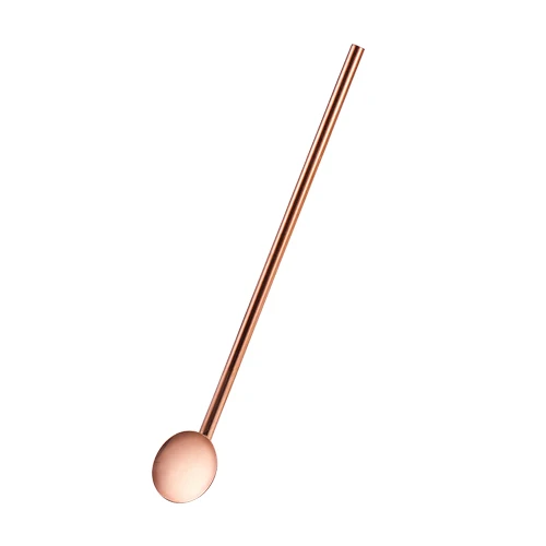 Colorful Reusable Stainless Steel Drinking Straws Spoon Tea Filter Coffee Beer Carbonator Stirring Tools Drinkware Accessories - Цвет: B Spoon Rose Gold