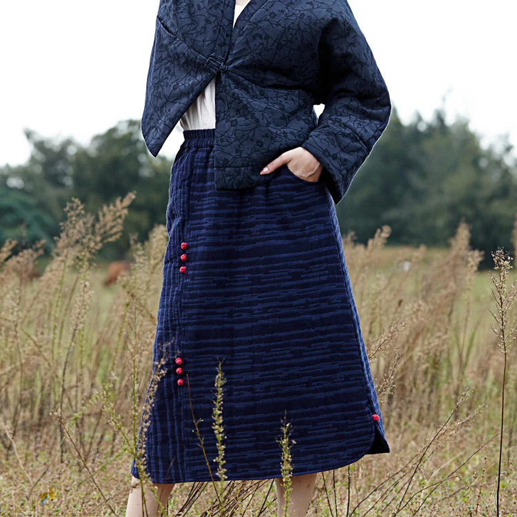 SCUWLINEN Faldas Mujer Moda женские юбки Повседневные жаккардовые с эластичной резинкой на талии размера плюс теплые хлопковые юбки средней длины S645