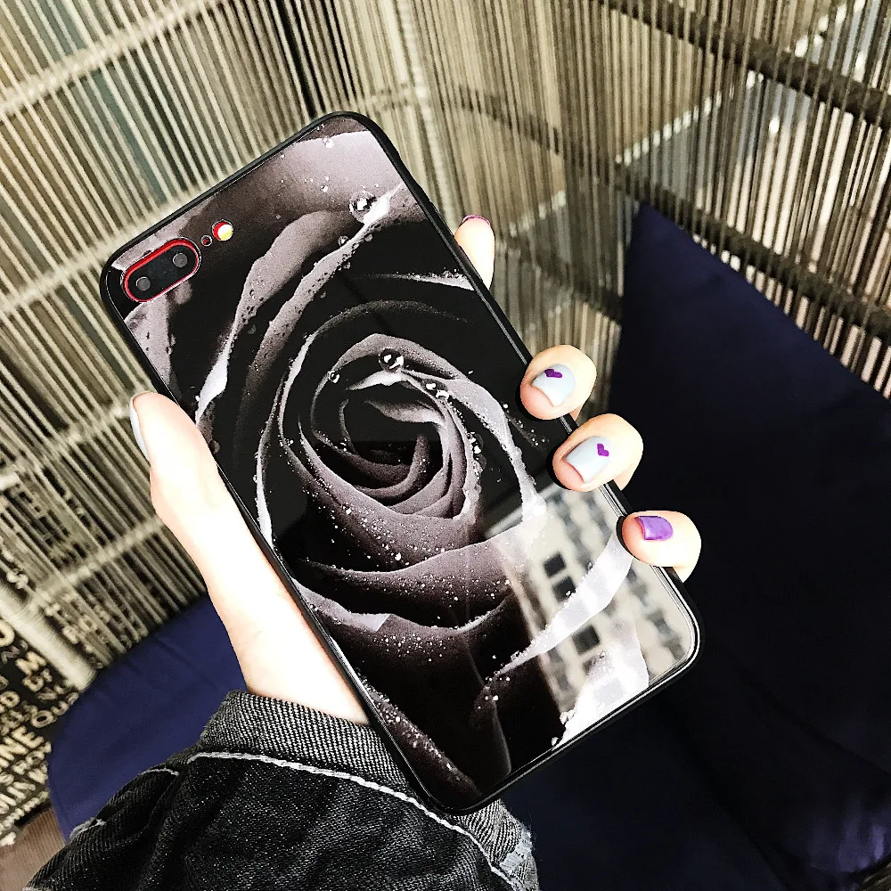 Gaboom Глянцевая закаленное Стекло телефон чехол для iphone х 6 S 7 8 плюс 3D с цветочным