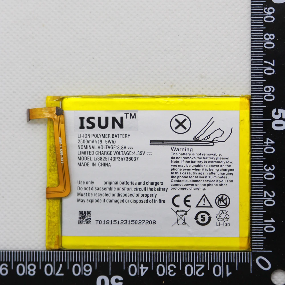 Внутренняя батарея Li3825T43P3h736037 для ZTE Blade BV0720 A2 V7 Lite Dual SIM литий-ионная 20 шт./лот 2500