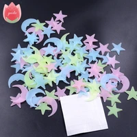 100pcs star and moon energy storage fluorescent glow in the dark christmas kids bedroom wall stickers baby rooms home decoration