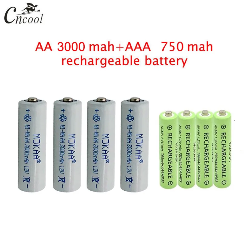 20 pcs AA 3000mAh Ni-MH Rechargeable Batteries + AAA 750mAh | Электроника