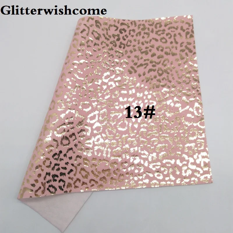 13 Glitterwishcome 21X29 см A4 Размер Vinil Para Lazos, листы из искусственной кожи, леопардовая искусственная кожа ткань для бантов, GM147A - Цвет: 13