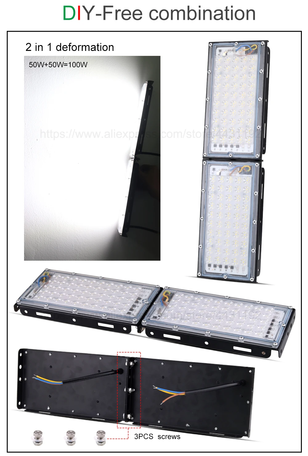 Borbede 50W 100W 200W СВЕТОДИОДНЫЙ Прожектор Светильник Уличный настенный Точечный светильник Водонепроницаемый лампа DIY Комбинации потолочные светильник рекламных щитах Алюминий