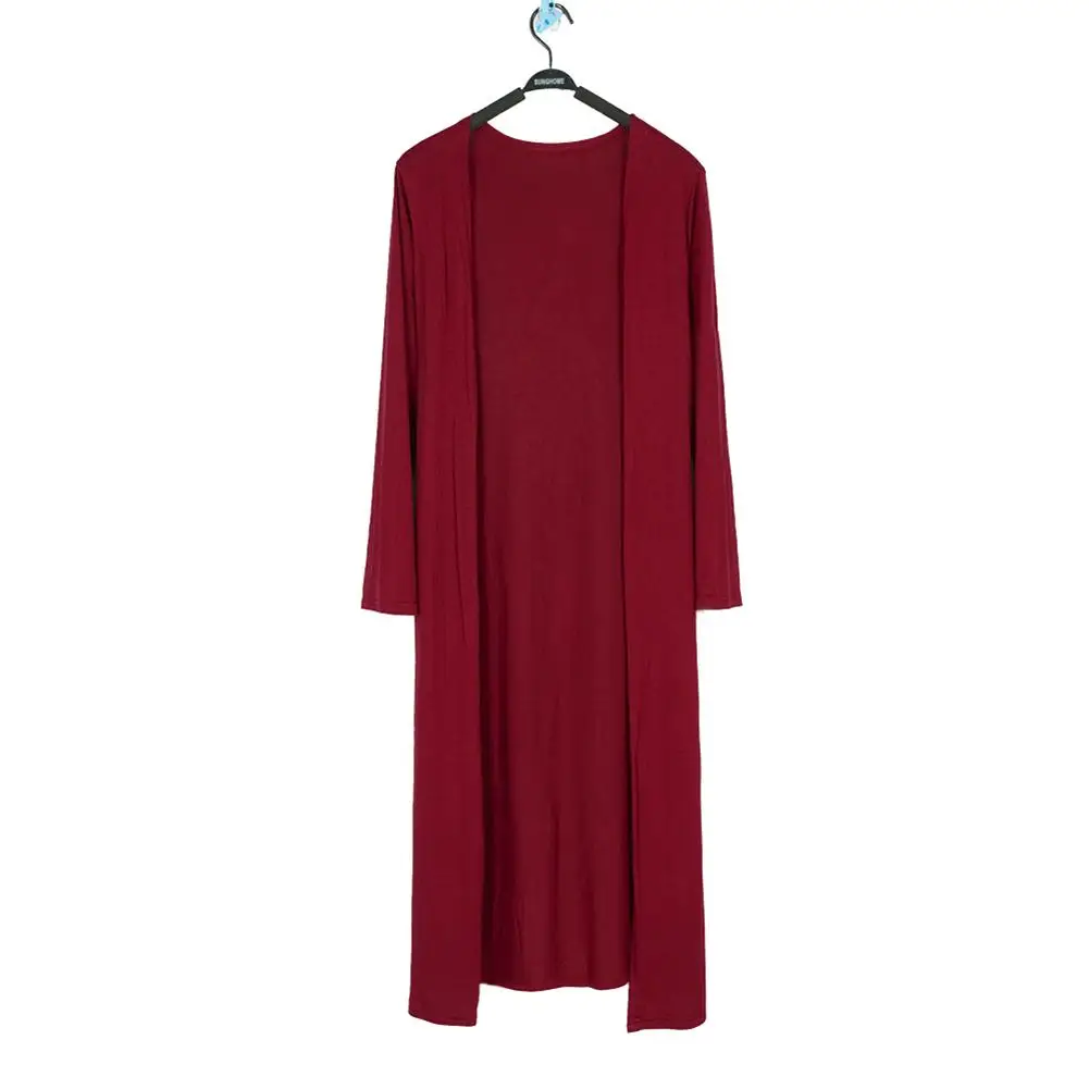Wine Red Женский Повседневный длинный модальный хлопок мягкий удобный крепкий висячий простой цвет круглый год свободный размер свободный тонкий кардиган - Цвет: Wine Red