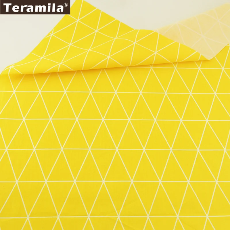 Teramila Fabrics 100% Cotton Twill Tissue Fresh Yellow Geomertry Patterns Home Textile Clothing Dolls Decoration Tecido|cotton twill|fabric