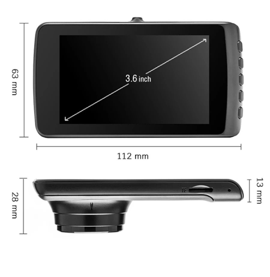3,6 дюймов Автомобильный регистратор DVR Автомобильный USB монитор с двойным объективом Большой вид камера в зеркале заднего вида двойной объектив Dash T2008