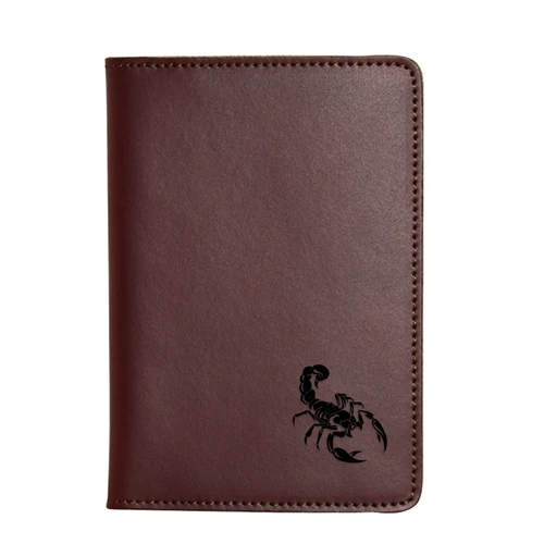 wine red wallet Выгравированный перед и после бампера Скорпион Обложка для путешествий паспорт кошелек для мужчин и wo мужчин Винтаж crazy horse кожаный чехол для паспорта - Цвет: wine red wallet