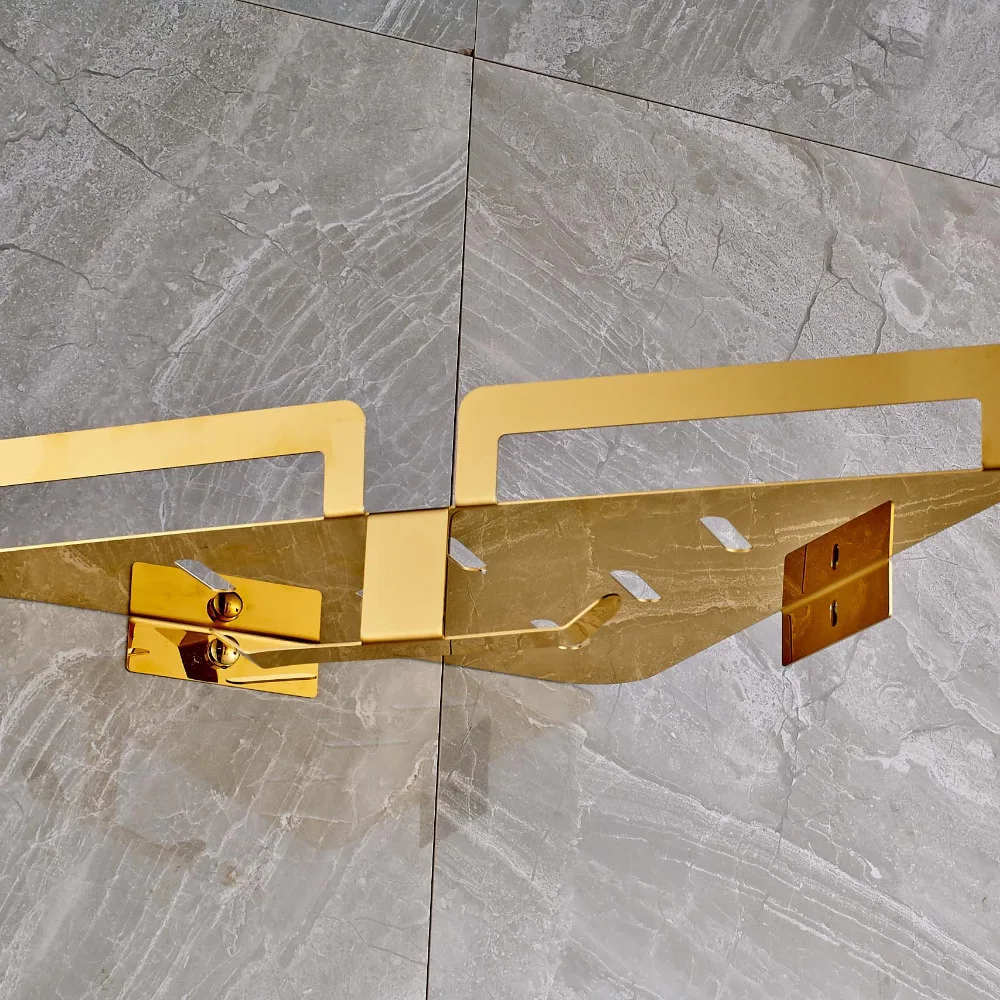 США Бесплатная доставка туалетный Твердый латунный золотой полка для ванной