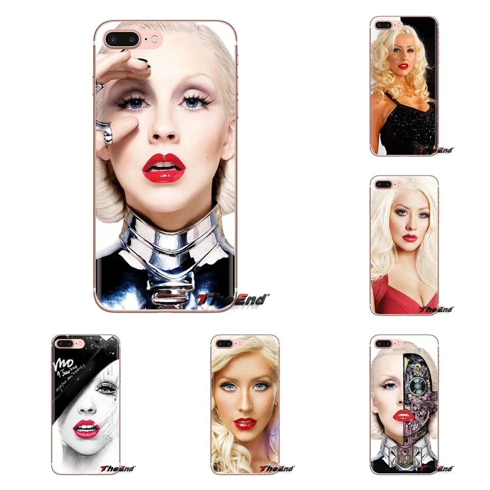 For Samsung Galaxy S3 S4 S5 Mini S6 S7 Edge S8 S9 S10 Plus Note 3 4 5 8 9 Christina Aguilera Red Lips Collage Silicone Skin Case |