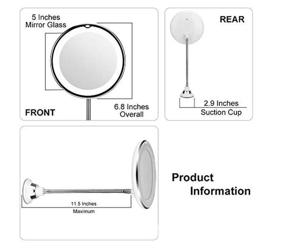 Светодиодный светильник зеркало для макияжа лампа с вращением на 360 градусов 10X