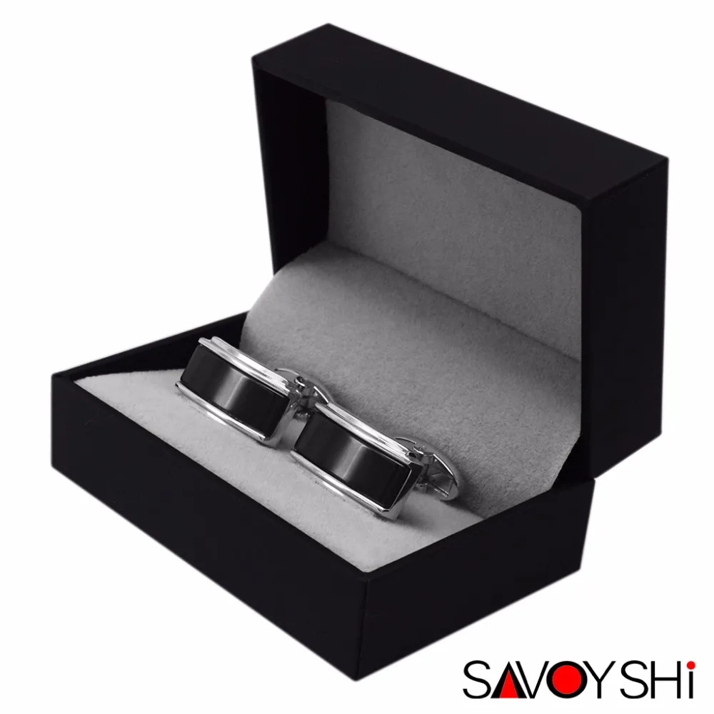SAVOYSHI низкий ключ роскошный камень запонки мужские рубашки аксессуары высокого качества черные запонки бренд бизнес подарок ювелирные изделия