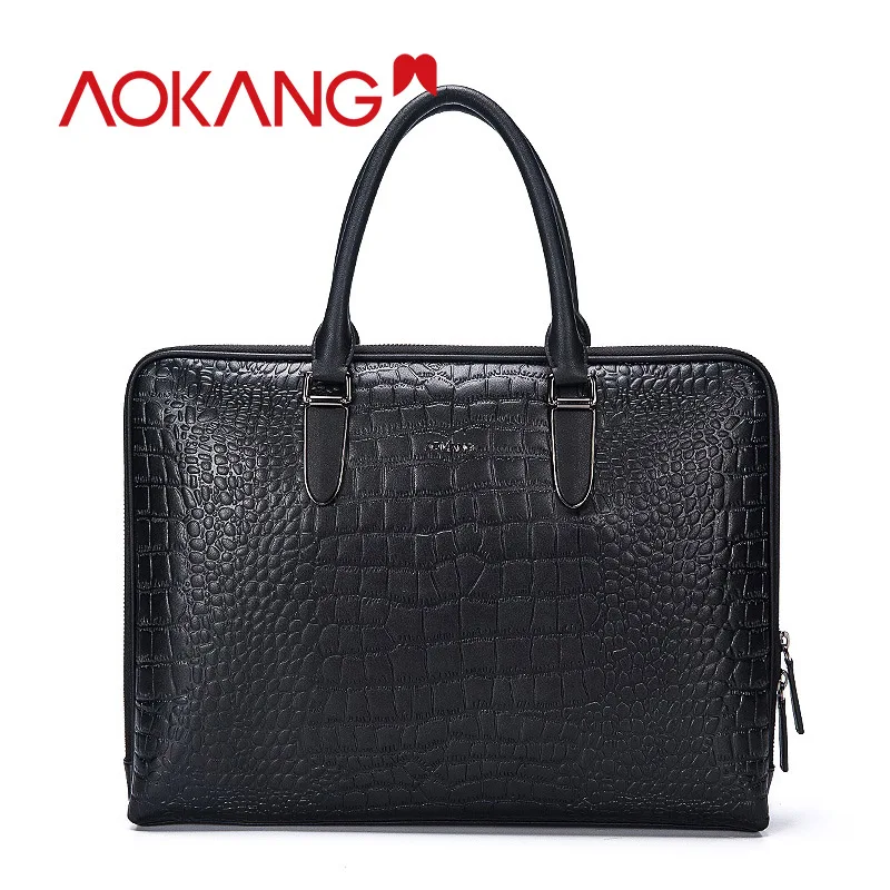 AOKANG 2019 деловая сумка черного цвета мужской кожаный портфель через плечо кожаные
