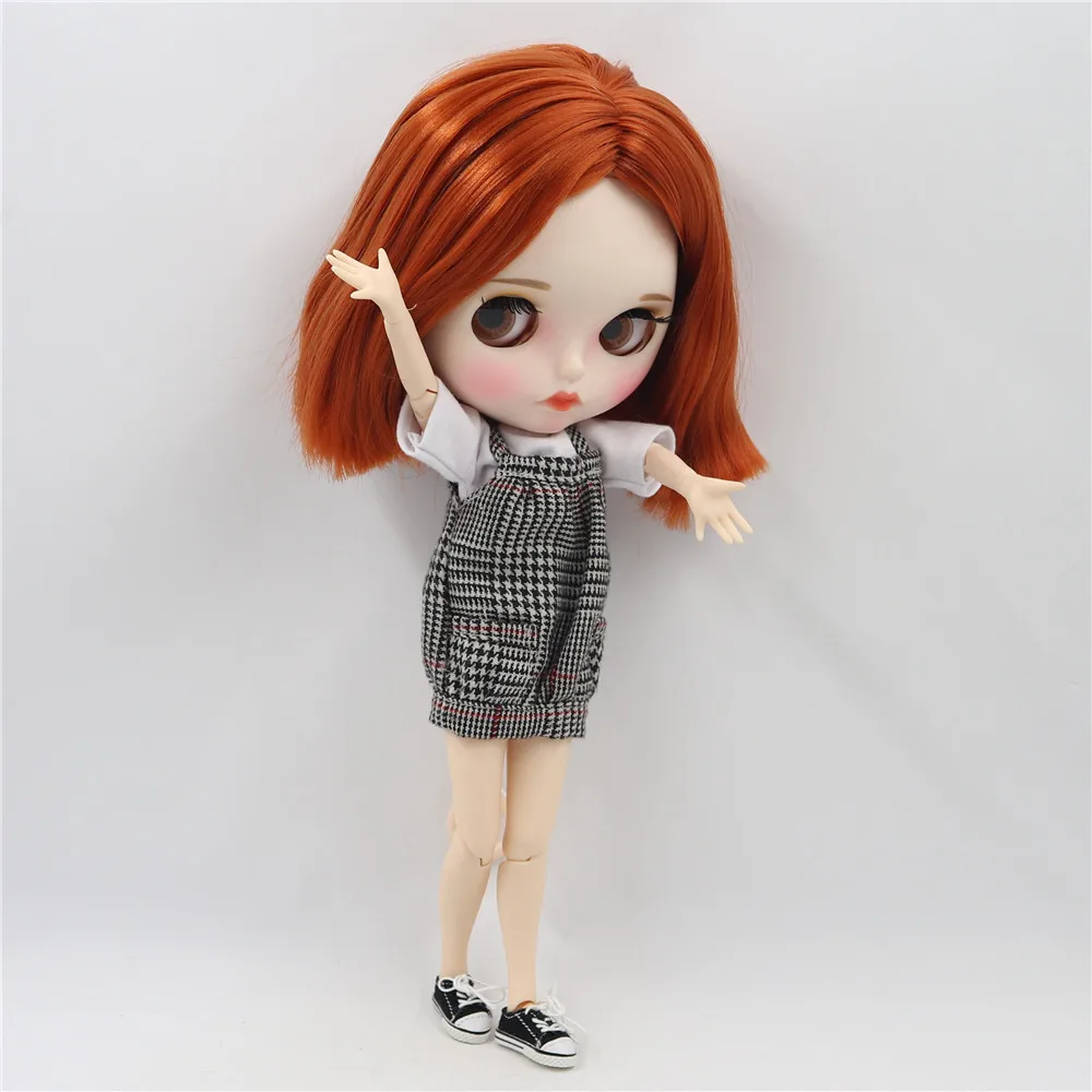 1/6 Blyth кукла белая кожа суставы тела красновато-каштановые волосы Новые матовые лицо с бровями блеск для губ. Нет. BL232