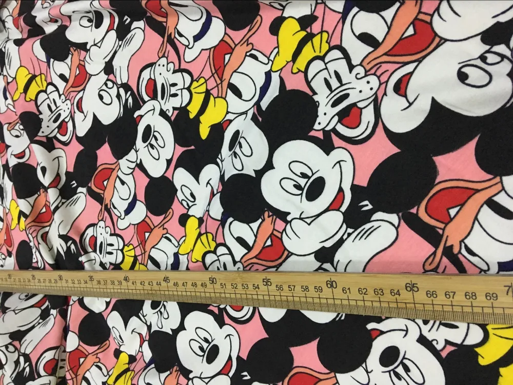 Микки минни розовый хлопок ткани мягкие трикотажные стиль пэчворк diy детская